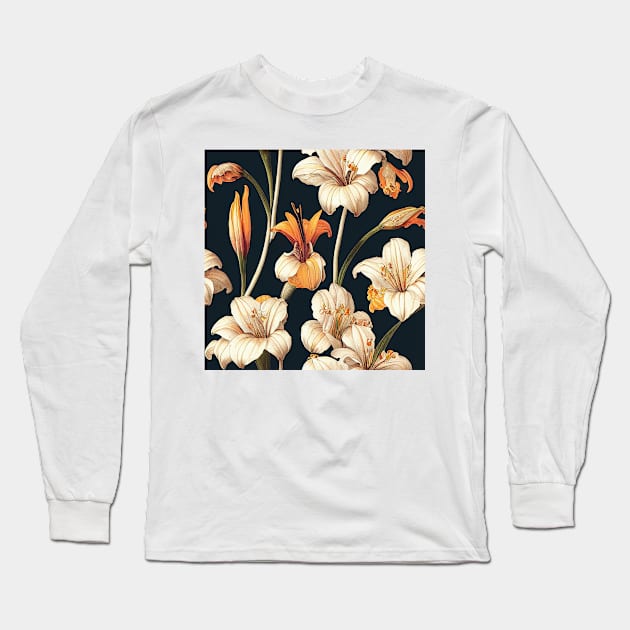 Daylily Rustic Vintage Botanical Style Long Sleeve T-Shirt by VintageFlorals